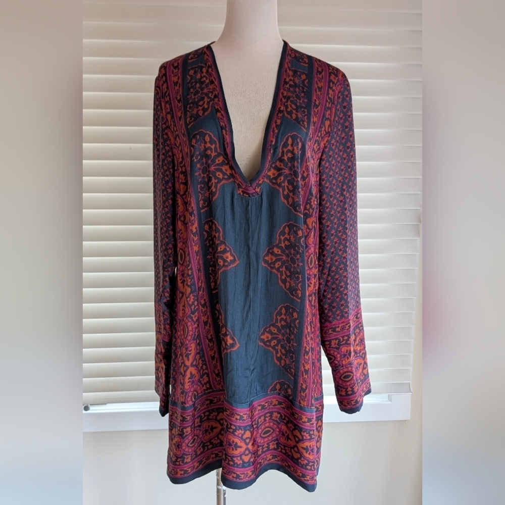 FREE PEOPLE Meadow Mod Mini Dress Moody Combo, Long Sleeve, Size L - Picture 6 of 15